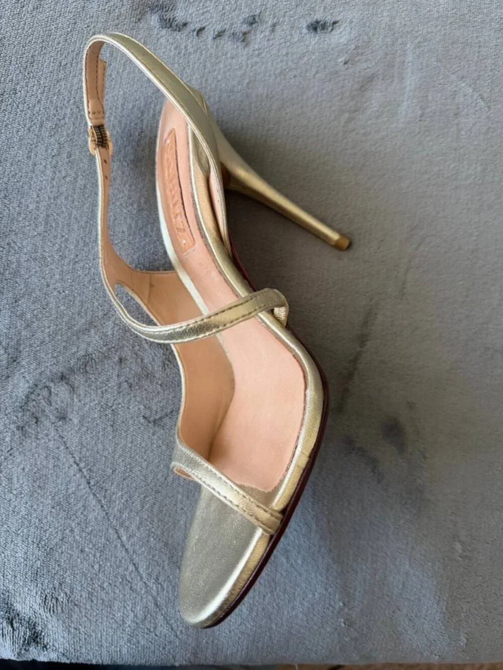 Schutz Women's Gold Sling Metallic 4" Heel Sandal/Shoes size 7B - Picture 8 of 12